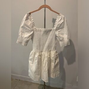 Aqua White Smocked Top